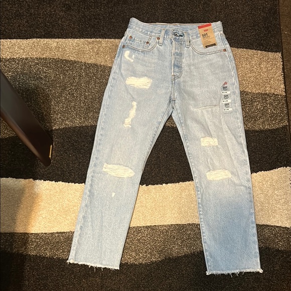 Levi's Light Blue Distressed Jeans - Picture 1 of 6